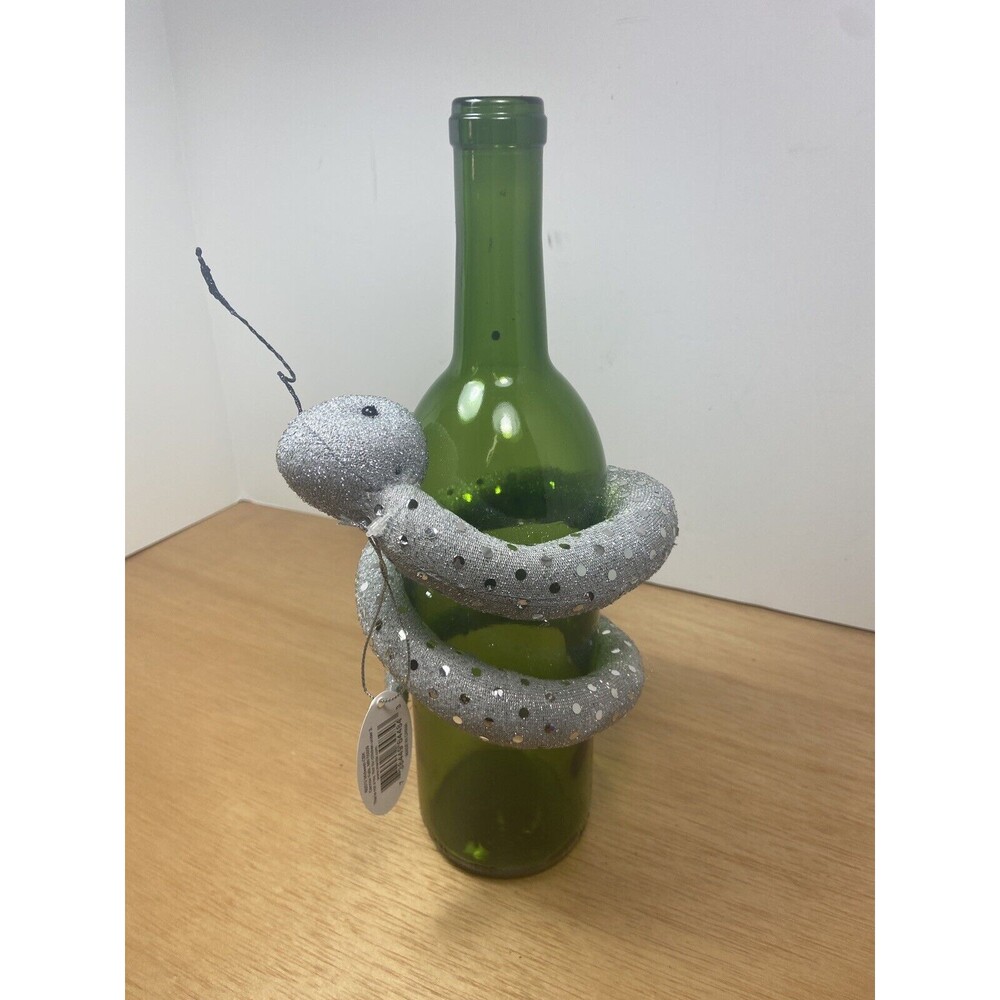 Midwest-CBK Halloween Silver Snake Wine Collar  Gift Wine Bottle - Picture 3 of 4